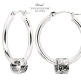 ハワイアンジュエリー フープピアス ピアス ホワイトゴールド ピアス 外径20mm クロッシングピアス スクロールチューブ 大ぶり ゴールド 揺れる 片耳(1個)購入可 K14 14KPM2053 彼女 妻 女性 レディース プレゼント ハロウィン 【品番：GE233W】
