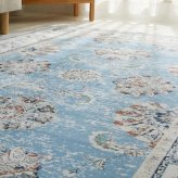 ラグ カーペット マット 洗える おしゃれ ローズ ブラウン ブルー 130×190cm ヴィンテージプリント HOT対応 洗濯機OK カミーナ 北欧 モダン シンプル デザイン かわいい かっこいい ペルシャ 柄 絨毯 敷物 オシャレ アジアン 中東 新生活