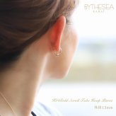 ハワイアンジュエリー フープピアス ピアス イエローゴールド ピアス 外径13mm クロッシングピアス スクロールチューブ 小ぶり ゴールド 揺れる 片耳(1個)購入可 K14 14KPM2053 彼女 妻 女性 レディース プレゼント ハロウィン 【品番：GE213】