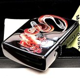 ZIPPO ライター 赤龍 ドラゴン ジッポ 和柄 かっこいい ブラックニッケル レッド おしゃれ 和風 竜 黒 赤 お守り メンズ ギフト プレゼント