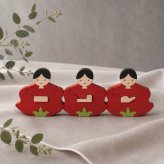 木製花雛 三人官女の組み木｜国産ヒノキのひな祭り飾り｜桃の節句・雛飾り
