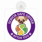 カーサイン 高齢者マーク SENIOR SAFE DRIVER チワパグ 車内用 吸盤タイプ 収れん火災防止タイプ 肉球 日本製 車 ステッカー