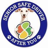 カーサイン 高齢者マーク SENIOR SAFE DRIVER イタリアングレーハウンド マグネット 強力 直径13cm 肉球 日本製 車 ステッカー