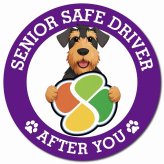 カーサイン 高齢者マーク SENIOR SAFE DRIVER エアデールテリア マグネット 強力 直径13cm 肉球 日本製 車 ステッカー