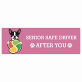 カーサイン 高齢者マーク SENIOR SAFE DRIVER ボストンテリア ステッカー シール 長方形 20x6.7cm 肉球 日本製 車