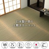 夏ラグ 夏用カーペット 上敷き ゴザ 敷詰 カーペット い草 自然素材 日本製 国産 消臭 抗菌防臭 麻の葉 レトロ 和 江戸間3畳 約174×261cm