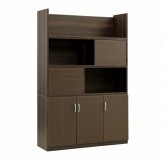 国産 スライド扉付き書庫 W1200 D400 H1820 家具 書庫 収納家具 木製家具 オフィス家具 書斎 社長室 役員室 大川家具 日本製 突板 化粧板 スライド扉付き 棚板可動 ソフトクローズ シンプル モダン 幅 120cm