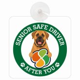 カーサイン 高齢者マーク SENIOR SAFE DRIVER 土佐犬 車内用 吸盤タイプ 収れん火災防止タイプ 肉球 日本製 車 ステッカー