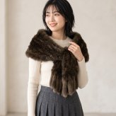 ロシアンセーブル ロングマフラー 編み込み ファーマフラー フリンジ付き 大判サイズ 秋 冬 全2色 母 女性 ギフト プレゼント 7F (01000766r)