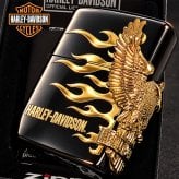 ZIPPO ハーレー ジッポライター ハーレーダビッドソン ブラック＆ゴールド かっこいい ファイヤー 3面ゴールドメタル イーグル 黒金 HARLEY-DAVIDSON 日本国内限定モデル ジッポー ギフト