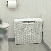 トイレットペーパー 収納 ストッカー ふた付き バスケット ラタン スリム コンパクト おしゃれ かわいい フェミニンデコ ガーリー 姫系 ロマンティック フレンチシャビー ホワイトラタン 白 家具 雑貨 新生活