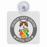 カーサイン 高齢者マーク SENIOR SAFE DRIVER キジ白 車内用 吸盤タイプ 収れん火災防止タイプ 肉球 日本製 車 ステッカー