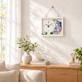 ◆花時計 ラージサイズ【BOX FLOWER フルール・クレセント】（ ブルーパープル）置時計 （掛時計オプション有り） ハンドメイド 文字入れ可能