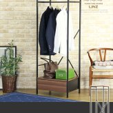 収納家具 ラック ハンガー 引き出し付き 棚付き コートハンガー ハンガー掛け クローゼットハンガー スリム 衣類 収納 幅60cm 省スペース アイアン おしゃれ 北欧 ヴィンテージ ブ ブラウン リンツ linz iwh-19