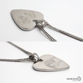 ステンレス ピックネックレス イーグル ギター ダブル喜平 メンズ ペンダント 鷲 楽器モチーフ ギターピック シルバーカラー ロック 音楽 バンド ヒップホップ アクセサリー 男性用 首飾り アメカジ ワイルド 個性的
