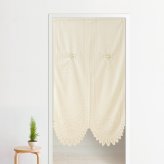 のれん おしゃれ ロング丈 北欧 暖簾 約85×150cm 間仕切り カーテン 玄関 目隠し かわいい アイボリー ユリ 百合 花 フラワー キッチン リビング 出入り口 台所 レース 刺繍 バテン N-3322 ユリ刺繍バテン