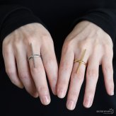 ステンレス スティックリング 2カラー バーリング 18KGP ゴールド gold シルバー 個性的 大ぶり オープンリング フリーサイズ レディース 女性 指輪 金属アレルギー対応