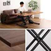 ダイニング家具 ３種類の無垢材を使ったリフティングテーブル 140cm幅