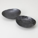 黒マット釉楕円深皿 ペア 磁器 美濃焼 やきものの里から、暮らしを贈ります。　ギフト 食器 セット テーブルウェア