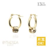 ハワイアンジュエリー フープピアス ピアス イエローゴールド ピアス 外径13mm クロッシングピアス スクロールチューブ 小ぶり ゴールド 揺れる 片耳(1個)購入可 K14 14KPM2053 彼女 妻 女性 レディース プレゼント ハロウィン 【品番：GE213】