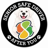 カーサイン 高齢者マーク SENIOR SAFE DRIVER グレートピレニーズ マグネット 強力 直径13cm 肉球 日本製 車 ステッカー