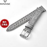 ミナセ MINASE 腕時計 替えバンド ベルト ストラップ メンズ MASTER CRAFT J3 マスタークラフト J3 クロコ型押し牛革 ワンタッチストラップ（美錠付） グレー J3-CGY18-01