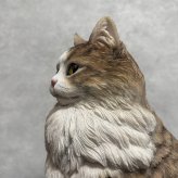 WooBia ウービア 猫 置物 お座りノルウェージャンフォレストキャット マスターズエディション 高さ29.5cm リアル 長毛 ネコ アニマルオブジェ 玄関 リビング インテリア 猫好き 新築祝い 開店祝い 退職祝い プレゼント ギフト