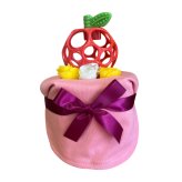 おむつケーキ 女の子 出産祝い オーボール リンゴ 赤ちゃん 喜ぶ おもちゃ ベビー お祝い お友達 親戚 同僚