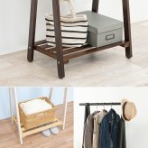 収納家具 ラック ハンガー 幅80m 棚付き コートハンガー スリム 木製 衣類収納 洋服掛け 衣装掛け 帽子掛け 天然木ハンガー 収納棚 ホワイトウォッシュ おしゃれ かわいい 北欧 ガーリー フェミニン モダン 女の子 グレー ホワイト