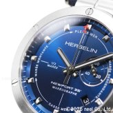 エルブラン HERBELIN ニューポート NEWPORT 43mm 腕時計 メンズ クオーツ H24688A15 ラウンド 革ベルト ネイビー マレオグラフ 35周年記念