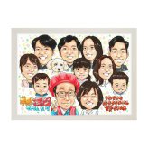 還暦祝い プレゼント 60歳 大家族 兄弟 姉妹 犬 手描き 手書き 似顔絵 名入れ 送料無料｜孫 子供 両親 誕生日 記念品 サプライズ オーダーメイド 世界に一つ 長寿祝い 赤いちゃんちゃんこ 六十歳 ギフト