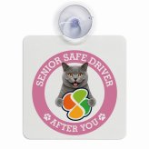カーサイン 高齢者マーク SENIOR SAFE DRIVER シャルトリュー 車内用 吸盤タイプ 収れん火災防止タイプ 肉球 日本製 車 ステッカー