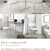 ダイニングチェアー キッチン リビング オフィス ブークレ ホワイト 韓国 インテリア ワーク 大人かわいい ドレッサー 円形 丸 PC 幅47 一人暮らし テーブル もこもこ モコモコ 布 ファブリック デザイナーズ 新生活