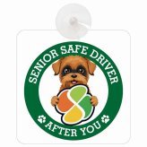 カーサイン 高齢者マーク SENIOR SAFE DRIVER ブリュッセルグリフォン 車内用 吸盤タイプ 収れん火災防止タイプ 肉球 日本製 車 ステッカー