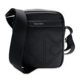 カルバンクライン ショルダーバッグ メンズ Calvin Klein EMBLEM AOP EMBOSS REPORTER 斜めがけ クロスボディ ミニショルダー ロゴ型押し ブラック 黒 ポリウレタン コンパクト 通勤 LV04D3331G-UB1