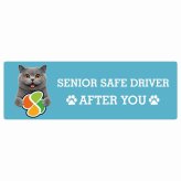 カーサイン 高齢者マーク SENIOR SAFE DRIVER ブリティッシュショートヘア ステッカー シール 長方形 15x5cm 肉球 日本製 車