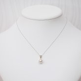 ［pearl589］ 8mm - 8.5mm ホワイトピンク ペンダント ダイヤモンド付 あこや真珠 0.01ct