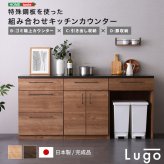キッチンカウンター ゴミ箱収納 日本製 特殊鋼板を使った組み合わせ 180cm ゴミ箱上カウンター+引き出し収納+扉収納：