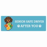カーサイン 高齢者マーク SENIOR SAFE DRIVER ミニチュアダックスフンド ステッカー シール 長方形 20x6.7cm 肉球 日本製 車