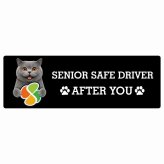 カーサイン 高齢者マーク SENIOR SAFE DRIVER ブリティッシュショートヘア ステッカー シール 長方形 15x5cm 肉球 日本製 車