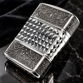 ZIPPO アーマー カスタムライン 中世模様 ジッポ ライター 3面加工 細密彫刻 アラベスク 銀 いぶし仕上げ シルバー かっこいい 重厚 高級 おしゃれ メンズ ギフト プレゼント