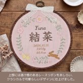 命名書 刺繍 刺しゅう おしゃれ 男の子 女の子 フレンチガーリー ストライプ うさぎ ピンク 北欧 丸型 メモリアル刺繍フレーム オーダー 名前 箱 かわいい 可愛い 送料無料 名前旗 命名式 ベビー 名入れ お七夜 お宮参り 100日記念 七五三 節句 誕生日 出産祝い 英語