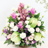 お供え花 お悔やみ 生花アレンジメント 3Lサイズ 高さ約60cm フラワーアレンジメント 供花 仏花 命日 お盆 お彼岸 法事 四十九日 一周忌 三回忌 枕花【送料別途・地域により異なります】【北海道・沖縄・九州・四国・中国・離島は配送不可】