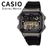 箱なし カシオ 腕時計 メンズ CASIO デジタル グレー ブラック 10年電池 100m防水 ワールドタイム カウントダウンタイマー LEDライト スポーツ アウトドア 海外モデル 逆輸入 プレゼント ギフト 成人 卒業 入学