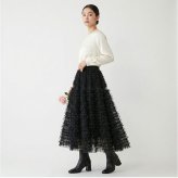 チュール スカート ロング レディース 通販 チュールスカート ロングスカート 女性 大人 マキシスカート フリルスカート フレアスカート ふんわり 柔らかい シンプル かわいい ウエストゴム ハイウエスト きれいめ おしゃれ 演奏会 春 夏 秋 ボトムス