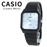 箱なし カシオ 腕時計 メンズ レディース CASIO アナログ ブラック シルバー スクエア 四角 メタル 50m防水 薄型 日付 カレンダー 海外モデル 逆輸入 通勤 通学 プレゼント ギフト 成人 卒業 入学