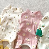 犬服 ゆるいイラストの裏起毛パジャマ ( 小型犬 中型犬用 )  つなぎ 秋冬服 チワワ トイプードル ミニチュアダックスフント 柴犬