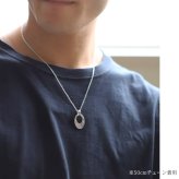 ハワイアンジュエリー ネックレス シルバー スクロール ネックレス 刻印 無料 誕生石入れ可 オーバルサークル Lサイズ 全長29mm ロジウムコーティング シルバー925 ギフトラッピング可能 プレゼント ハロウィン 【品番：CG-SP309】