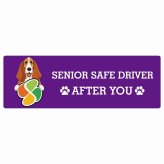 カーサイン 高齢者マーク SENIOR SAFE DRIVER バセットハウンド ステッカー シール 長方形 15x5cm 肉球 日本製 車
