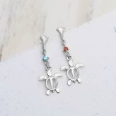 ハワイアンジュエリー ゴールド ピアス ホヌ ホワイトゴールド ピアス 誕生石 選べる ミル打ち 幸せ運ぶホヌピアス ミルグレイン 揺れる 片耳(1個)購入可 K14 14K シリコンキャッチ 20G ゲージ 彼女 妻 女性 レディース プレゼント ハロウィン 【品番：GE513W】